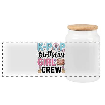 K-Pop Birthday Girl Crew - Panoramic Cookie Jar with Wooden Lid - white - Front