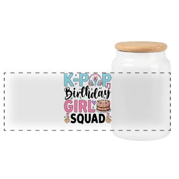 K-Pop Birthday Girl Squad - Panorama Keksdose mit Holzdeckel - Weiß - Vorne