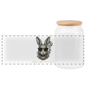 Trop branché pour hoper Drôle de Bunny Smoking - Boîte à biscuits avec couvercle en bois - blanc - Devant