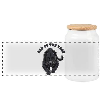 Father of the Year - Panoramic Cookie Jar with Wooden Lid - white - Front