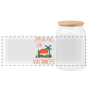 J'peux pas j'ai vacances - Boîte à biscuits avec couvercle en bois - blanc - Devant