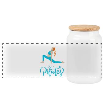 Pilates en mouvement Silhouette bleue - Boîte à biscuits avec couvercle en bois - blanc - Devant