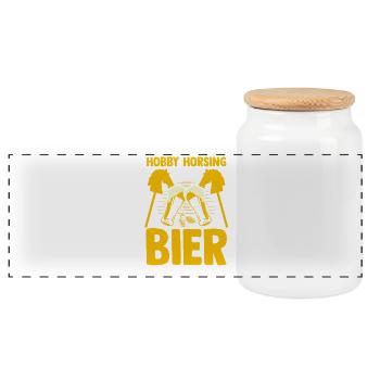 Bier Pferd Hobby Horsing - Panorama Keksdose mit Holzdeckel - Weiß - Vorne