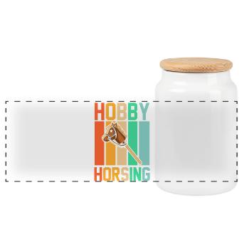 Steckenpferd Hobbyhorse Hobby Horsing - Panoramic Cookie Jar with Wooden Lid - white - Front