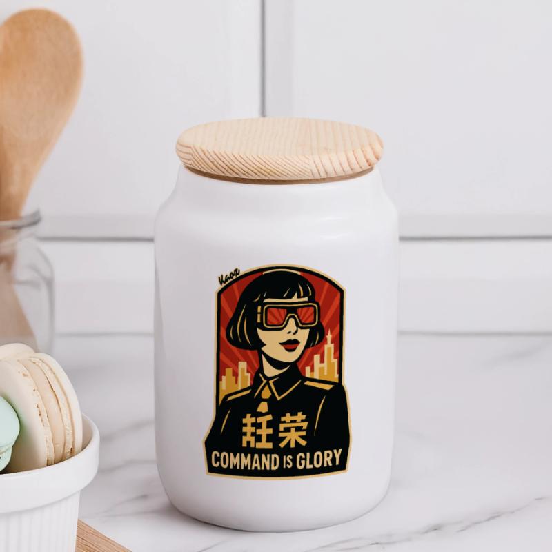 Affiche rétro de Command Is Glory Boîte à biscuits avec couvercle en bois