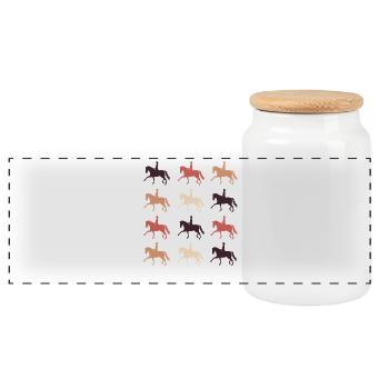 Dressurpferd - Panorama Keksdose mit Holzdeckel - Weiß - Vorne