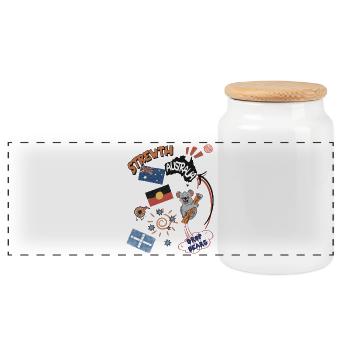 Australische Collage Strewth & Drop bears - Panorama Keksdose mit Holzdeckel - Weiß - Vorne