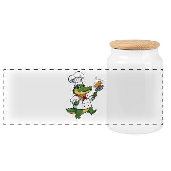 Gatorkoch Panfire - Panoramic Cookie Jar with Wooden Lid - white - Front