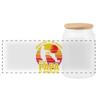 Papa Pride: Unbezahlbare Papa-Momente - Panorama Keksdose mit Holzdeckel - Weiß - Vorne