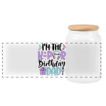 Je suis le papa d’anniversaire de K Pop - Boîte à biscuits avec couvercle en bois - blanc - Devant