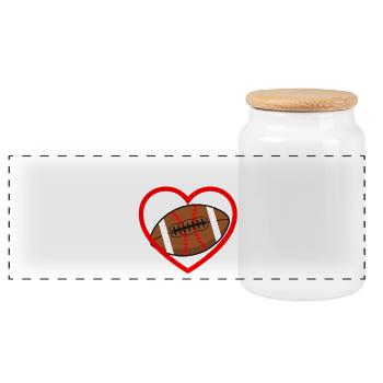 Football Heart Love Sports - Boîte à biscuits avec couvercle en bois - blanc - Devant
