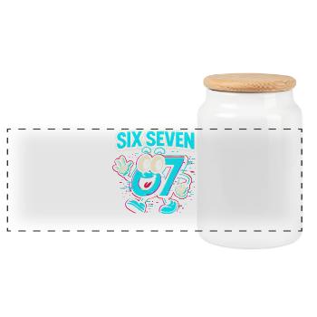 Six Seven 67 Meme Glitch Mascotte Italian Brainrot - Boîte à biscuits avec couvercle en bois - blanc - Devant