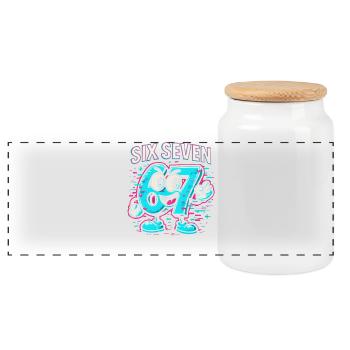 Six Seven 67 Meme Glitch Mascotte Italian Brainrot - Boîte à biscuits avec couvercle en bois - blanc - Devant