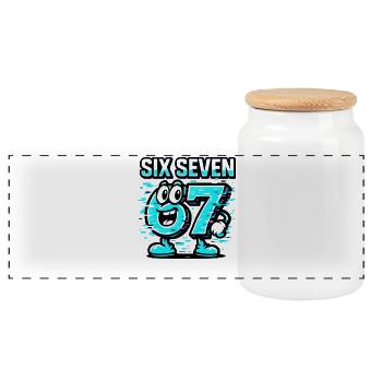 Six Seven 67 Meme Glitch Mascotte Italian Brainrot - Boîte à biscuits avec couvercle en bois - blanc - Devant