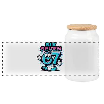 Six Seven 67 Meme Glitch Mascotte Italian Brainrot - Boîte à biscuits avec couvercle en bois - blanc - Devant
