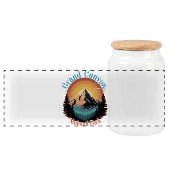 Grand Canyon National Park Mountain - Panoramic Cookie Jar with Wooden Lid - white - Front
