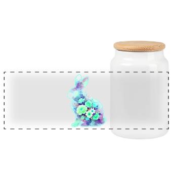 Hase Aquarell Blumen Ostern - Panorama Keksdose mit Holzdeckel - Weiß - Vorne