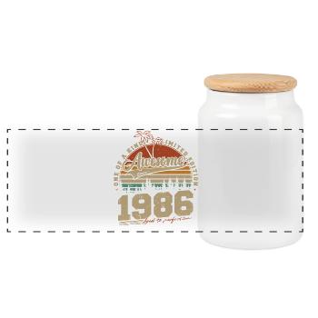Cadeau d’anniversaire vintage vintage rétro 1986 - Boîte à biscuits avec couvercle en bois - blanc - Devant