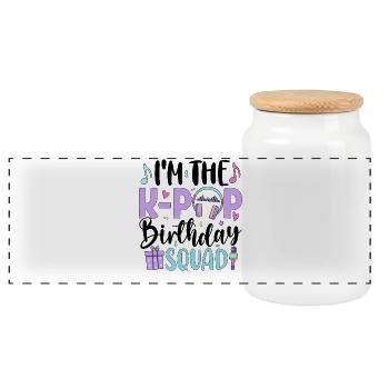 I'm The K Pop Birthday Squad - Panoramic Cookie Jar with Wooden Lid - white - Front