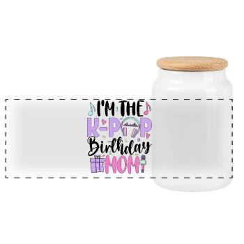 Je suis la maman d’anniversaire de K Pop - Boîte à biscuits avec couvercle en bois - blanc - Devant