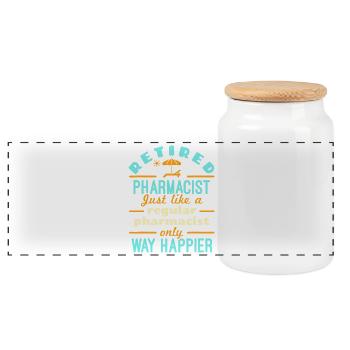 Pharmacien à la retraite beaucoup plus heureux - Boîte à biscuits avec couvercle en bois - blanc - Devant