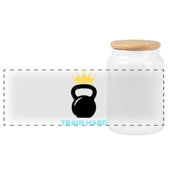 Entraînement à couronne avec kettlebell - Boîte à biscuits avec couvercle en bois - blanc - Devant