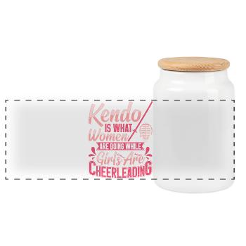  Kendo Women Instructor Kendo Teacher Martial Arts - Panoramic Cookie Jar with Wooden Lid - white - Front