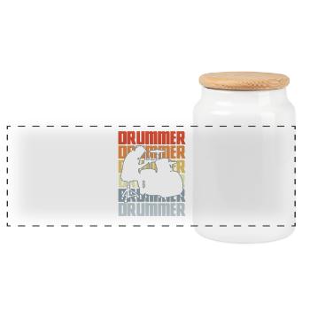 Drummer Vintage - Panoramic Cookie Jar with Wooden Lid - white - Front