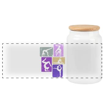 Gymnast Girl Gymnastics Gymnastics Acrobatics - Panoramic Cookie Jar with Wooden Lid - white - Front