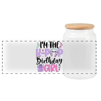 I'm The K Pop Birthday Girl - Panorama Keksdose mit Holzdeckel - Weiß - Vorne