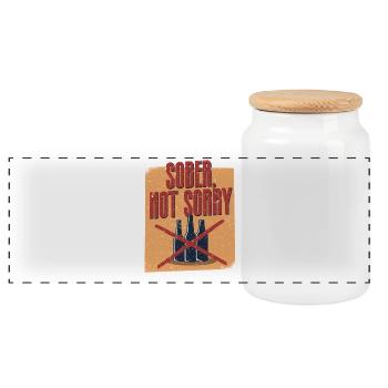 Anti-alcoholic abstinent - Panoramic Cookie Jar with Wooden Lid - white - Front