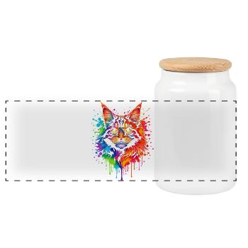 Néon du Maine Coon | Art du chat Pop Art - Boîte à biscuits avec couvercle en bois - blanc - Devant