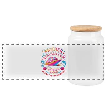 Croisière mère-fille 2026 - Boîte à biscuits avec couvercle en bois - blanc - Devant