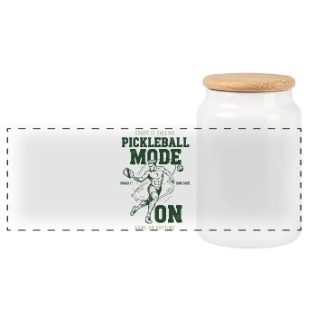 Pickleball-Modus bei Funny Player Love Pickleball - Panorama Keksdose mit Holzdeckel - Weiß - Vorne