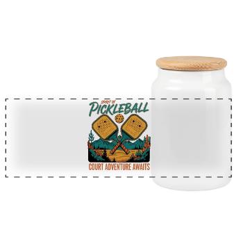 Pickleball Spirit Of Pickleball Court Adventure - Panoramic Cookie Jar with Wooden Lid - white - Front