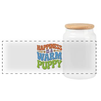 Vet Tech Happiness est un technicien chaud pour chiots et soins - Boîte à biscuits avec couvercle en bois - blanc - Devant