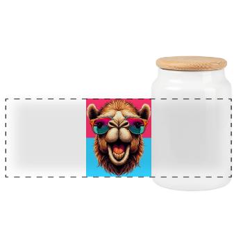 camel - Panoramic Cookie Jar with Wooden Lid - white - Front