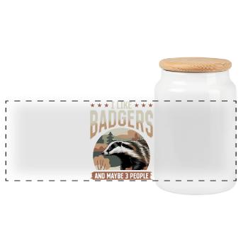 Funny Animal Badger - Panoramic Cookie Jar with Wooden Lid - white - Front