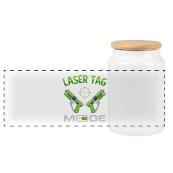 Mode Laser Tag sur des Blasters Drôle de Gaming Art - Boîte à biscuits avec couvercle en bois - blanc - Devant