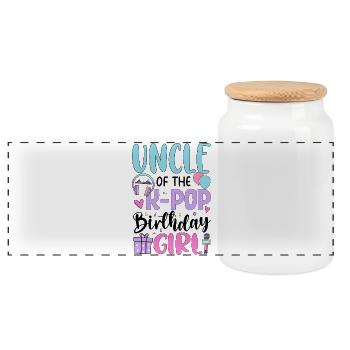 Uncle Of The K Pop Birthday Girl - Panoramic Cookie Jar with Wooden Lid - white - Front