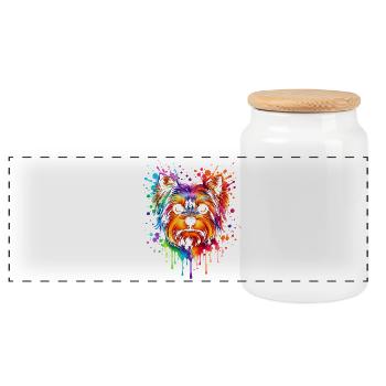 Yorkie | Terrier Pop Art - Panorama Keksdose mit Holzdeckel - Weiß - Vorne