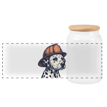 Chien de pompier dalmate vintage - Boîte à biscuits avec couvercle en bois - blanc - Devant
