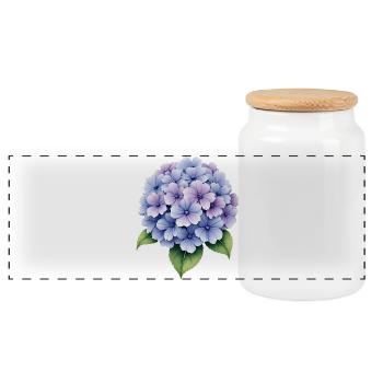 Hortensie Blume - Panorama Keksdose mit Holzdeckel - Weiß - Vorne
