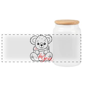 Teddy pour toi - Boîte à biscuits avec couvercle en bois - blanc - Devant