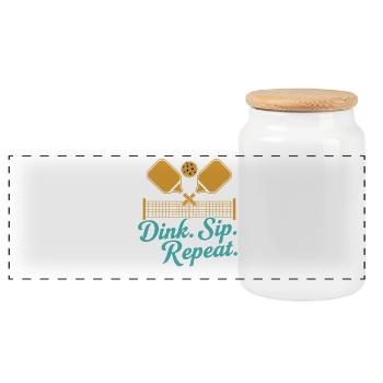 Pickleball-lustiger Spieler Dink Sip Repeat Paddles - Panorama Keksdose mit Holzdeckel - Weiß - Vorne