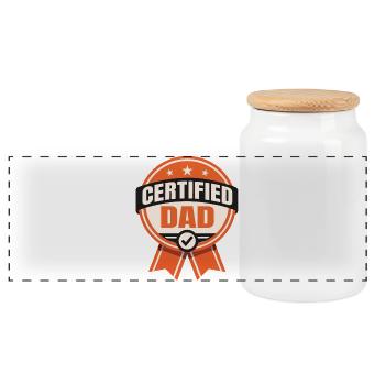 Certified Dad – Funny Father Design - Panorama Keksdose mit Holzdeckel - Weiß - Vorne