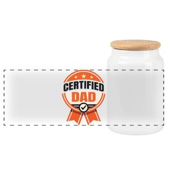 Certified Dad – Funny Father Design - Panorama Keksdose mit Holzdeckel - Weiß - Vorne