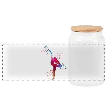 Gymnastin Mit Taktstock Rhythmische Sportgymnastik - Panorama Keksdose mit Holzdeckel - Weiß - Vorne