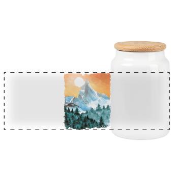 Hiking Mountains Hike Vintage - Panoramic Cookie Jar with Wooden Lid - white - Front