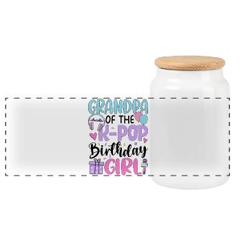 Grandpa Of The K Pop Birthday Girl - Panoramic Cookie Jar with Wooden Lid - white - Front